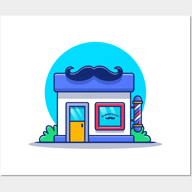 Barber Shop Building With Mustache Wall Art by Catalyst Labs